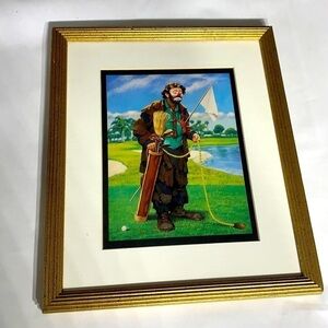 Rare Vintage 1980s Emmett Kelly golf signed lithograph art framed